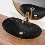 Накладной умывальник Rea Royal In Black Marble/Gold Накладной умывальник Rea Royal In Black Marble/Gold